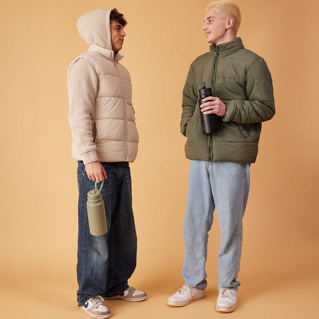 Insulated Flip Top 1 Litre Bottle - olive