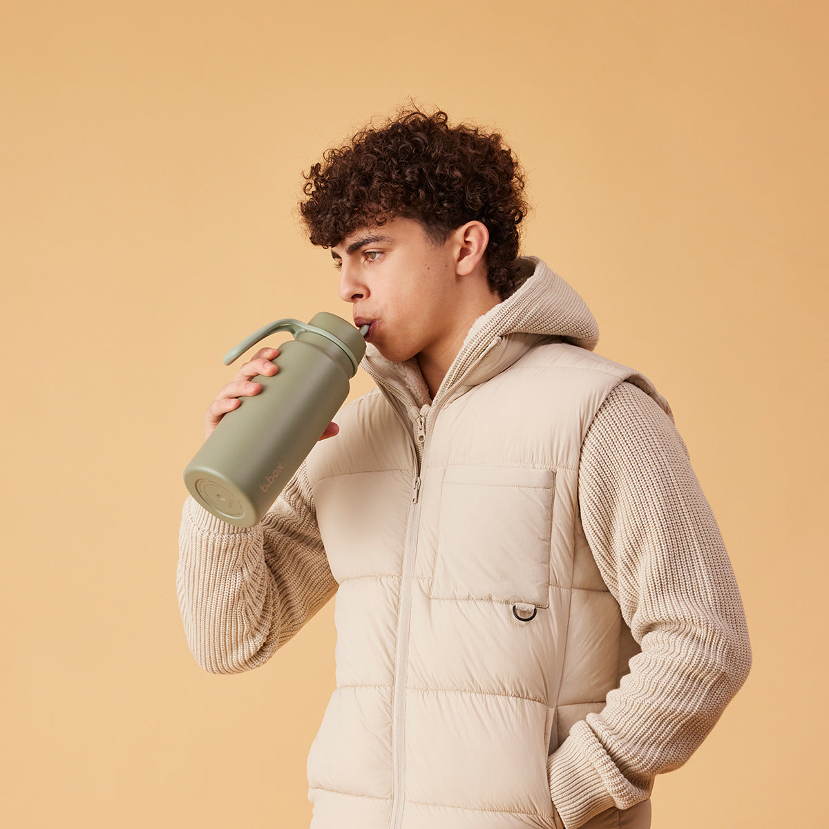 Insulated Flip Top 1 Litre Bottle - olive