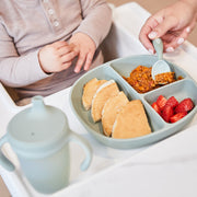 Assiette + couvercle en silicone - sage