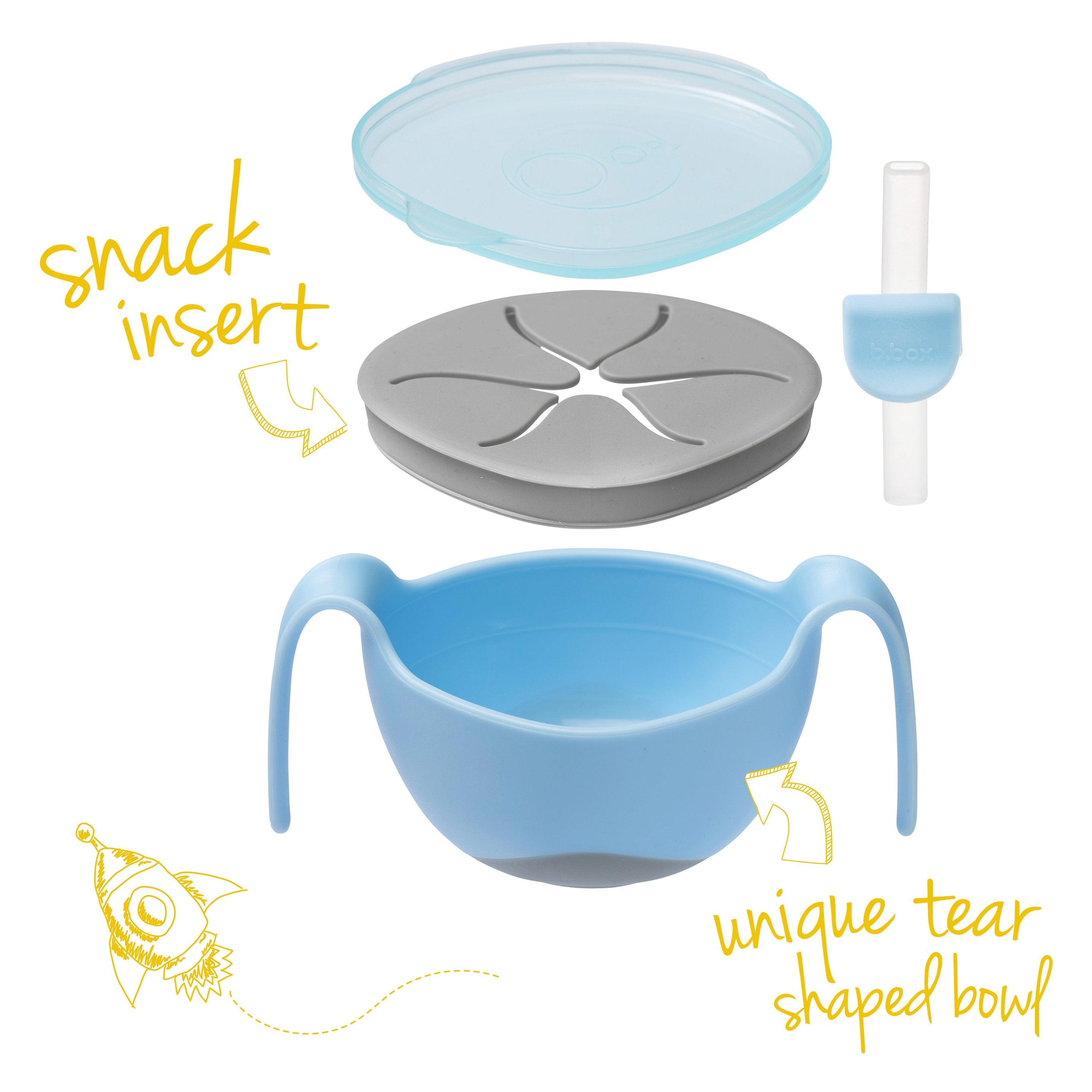 Bowl + straw - bubblegum - b.box for kids