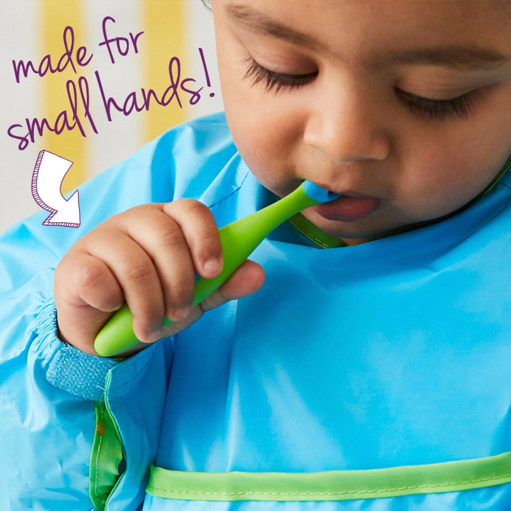 child with Toddler cutlery set - strawberry shake - b.box for kids