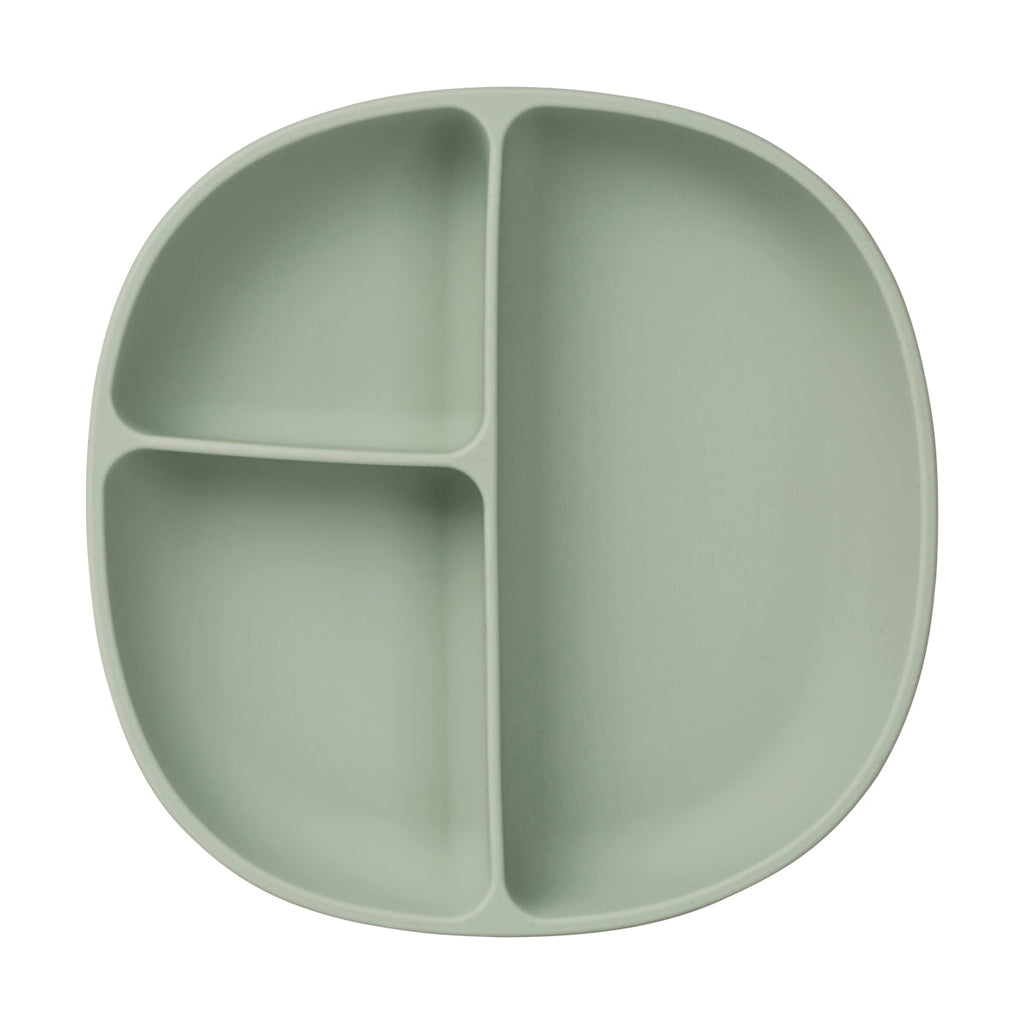 Assiette + couvercle en silicone - sage