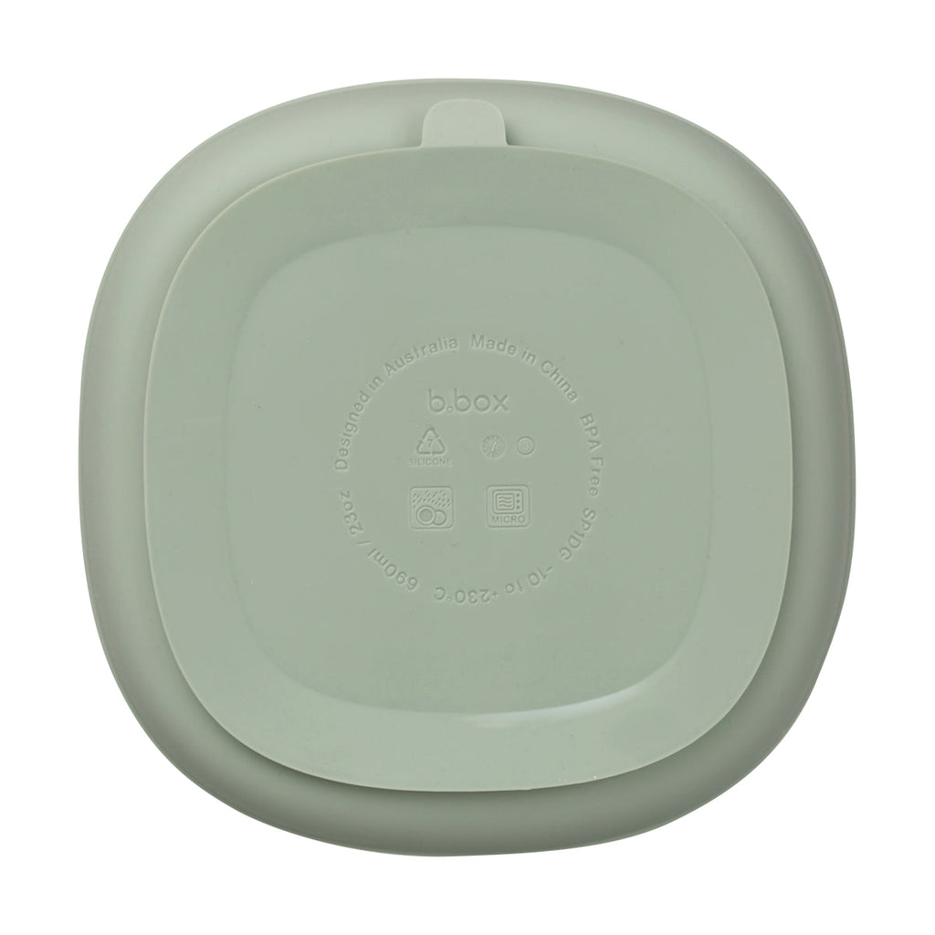 Assiette + couvercle en silicone - sage