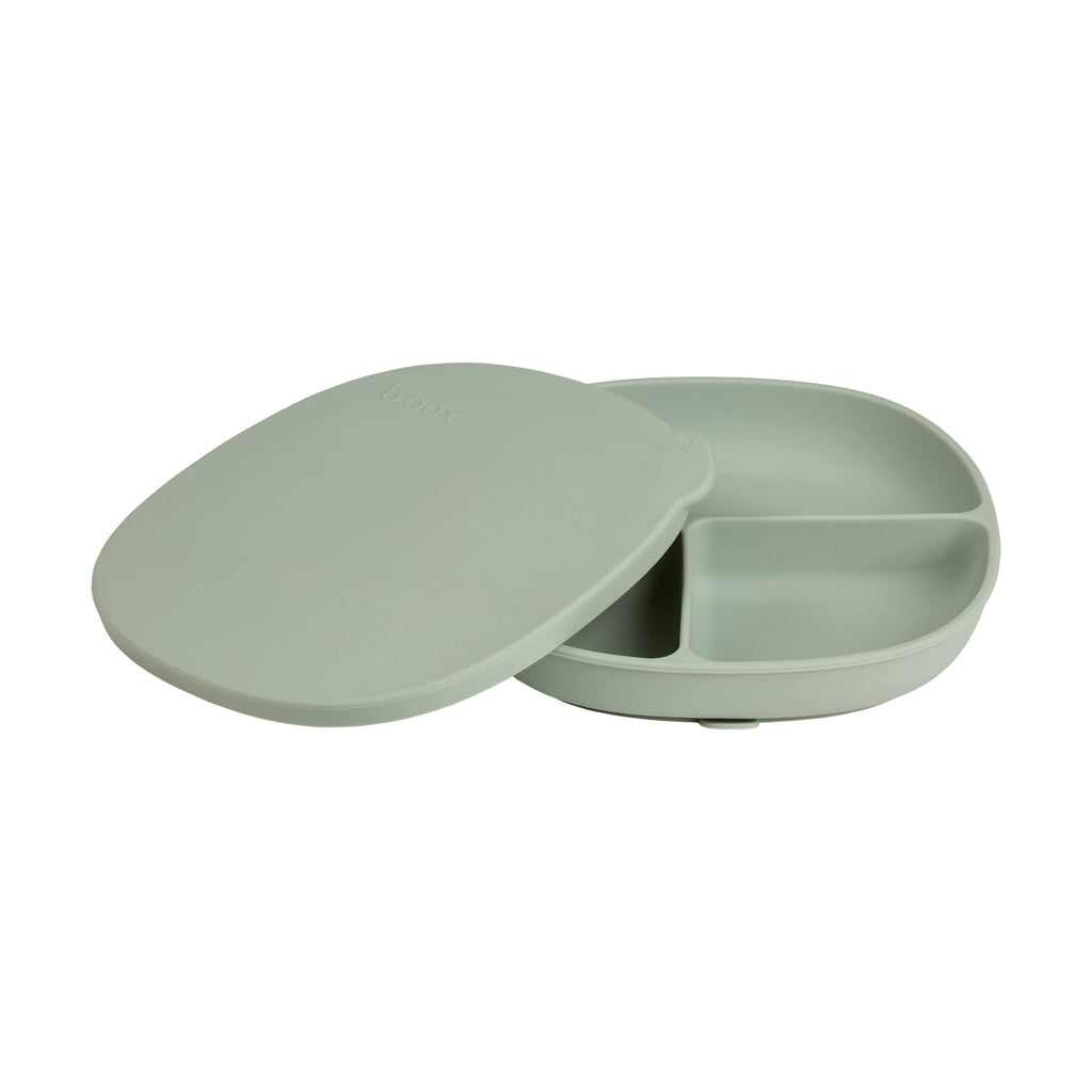 Assiette + couvercle en silicone - sage