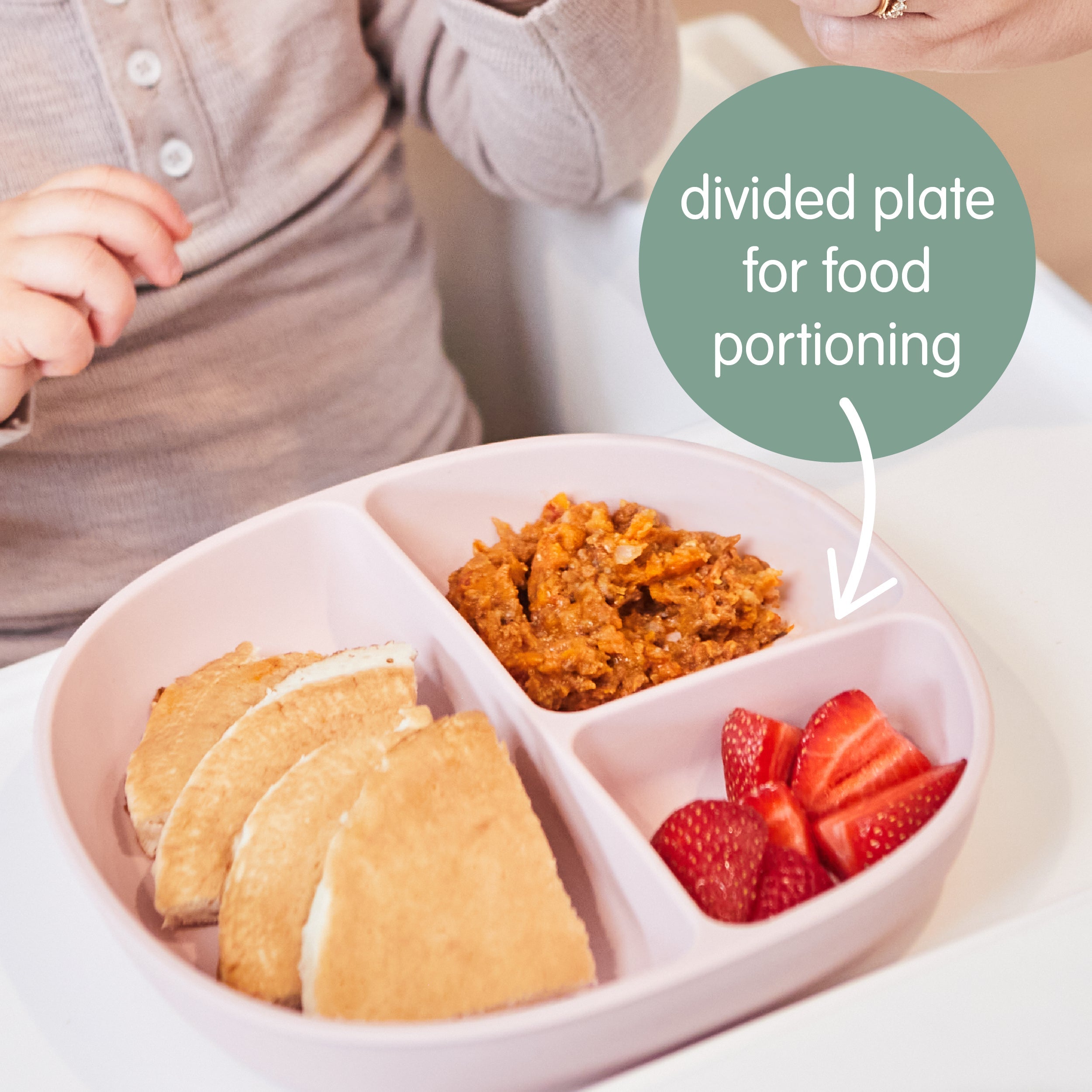 Assiette + couvercle en silicone - blush