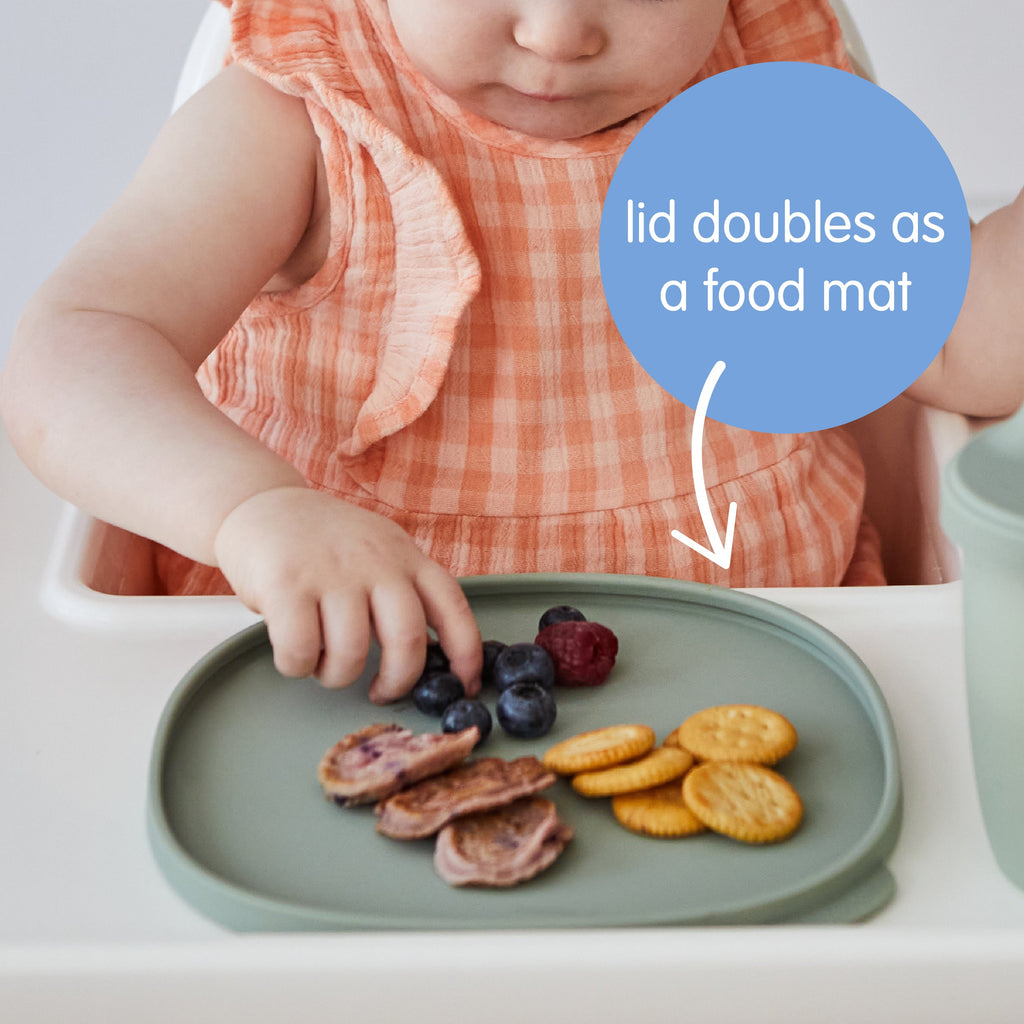 Assiette + couvercle en silicone - latte