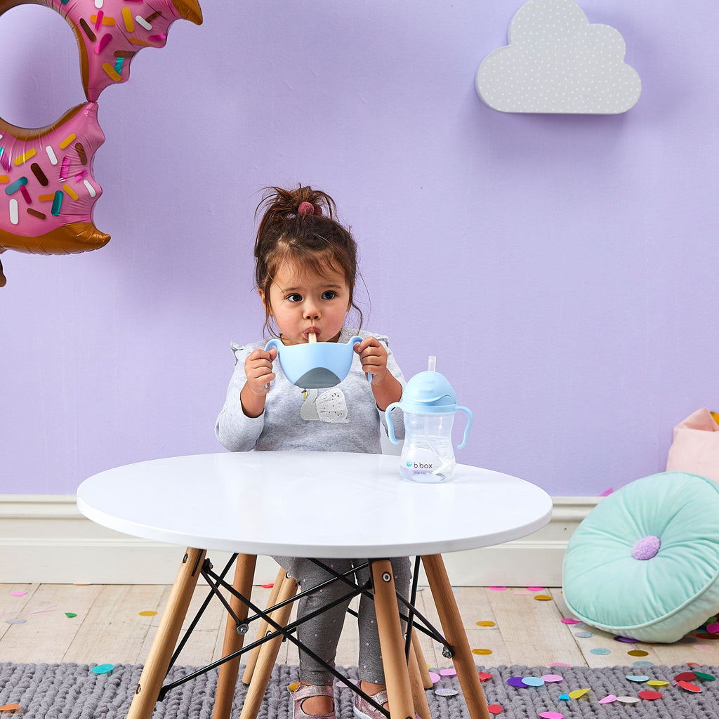 Bowl + straw - bubblegum - b.box for kids
