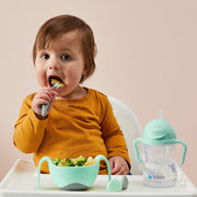 child with Toddler cutlery set - pistachio - b.box for kids