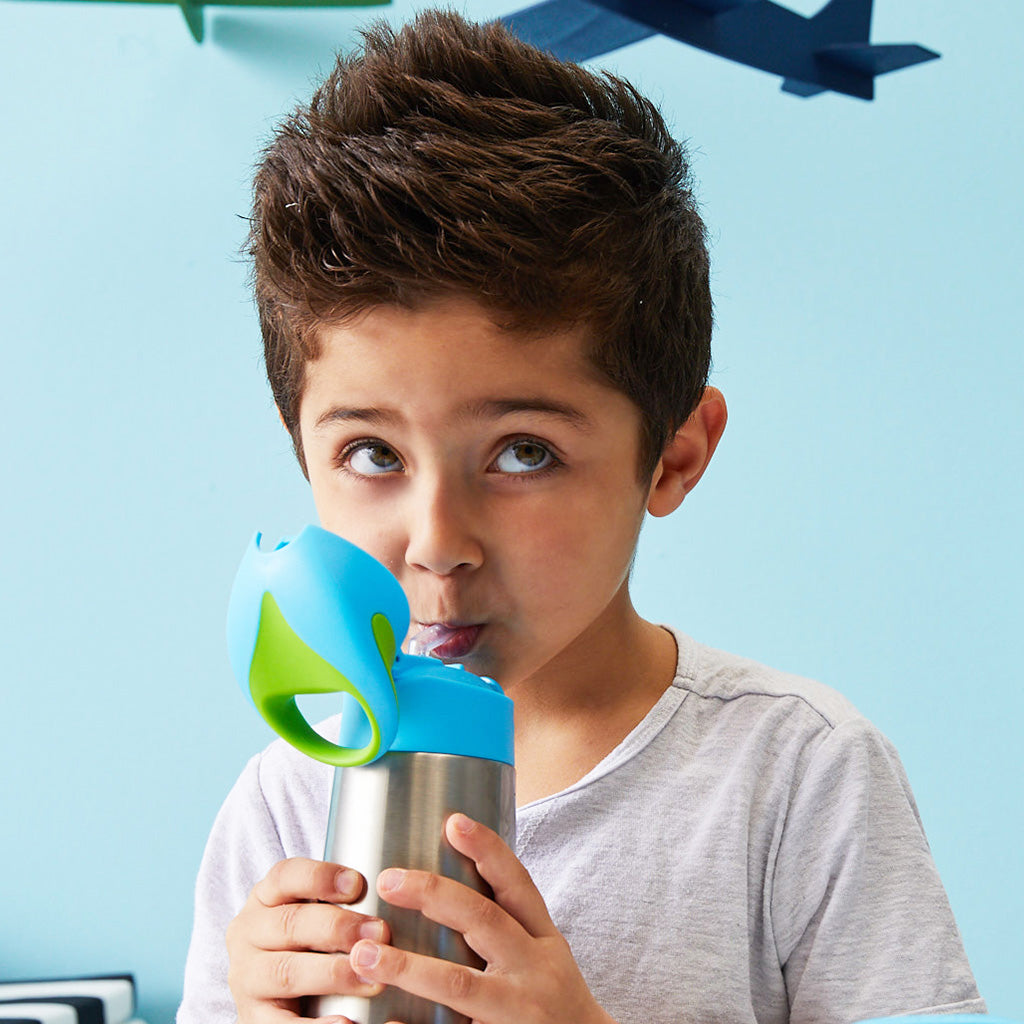 child with 350ml insulated drink bottle - emerald forest - b.box for kids