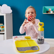 child with lunchbox - lemon sherbet - b.box for kids