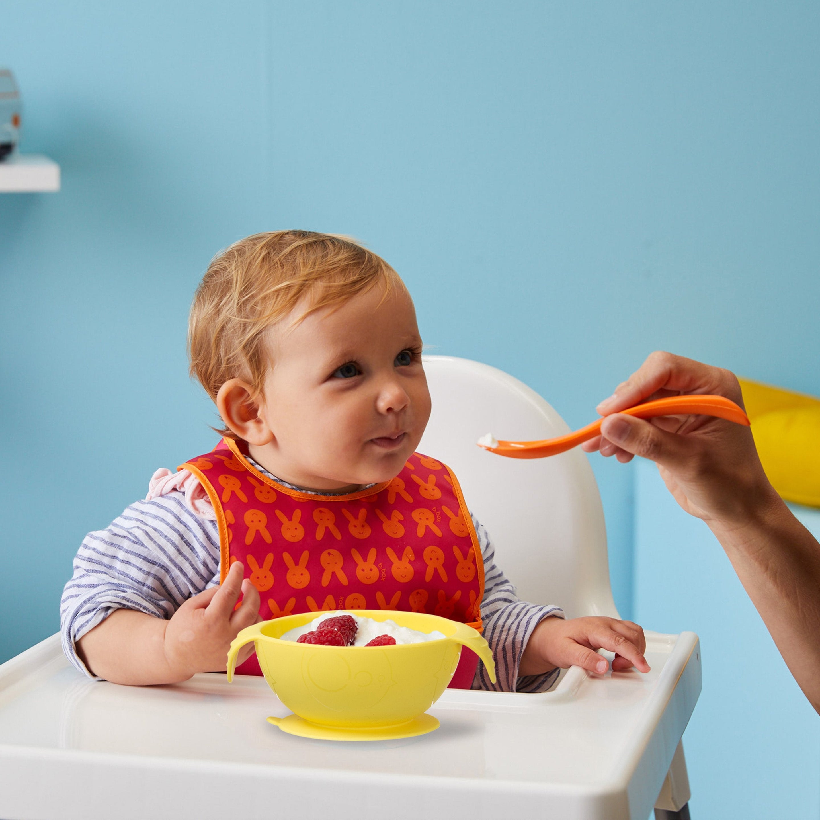 silicone first feeding set - lemon sherbet - b.box for kids